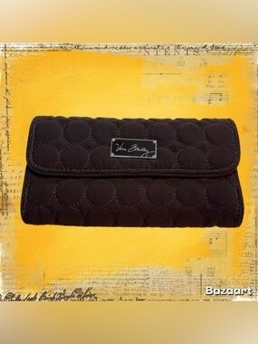 Vera Bradley Tri Fold Brown Solid Quilted Wallet Magnetic